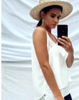 Floral Lace Chiffon Vest Top with Back Split