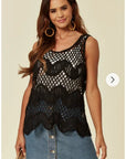 Floral PatternCrochet Vest Top