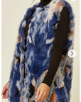Blue Watercolor Soft Faux Fur Gilet