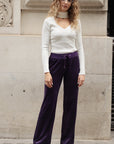 Velour Jogging Pants in Purple