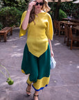 Full pleated Long sleeves top and trousers in Green