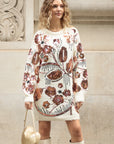 Floral Pattern Sequin Jumper Dress In Cream