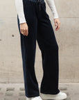 Velour Jogging Pants in Navy Blue