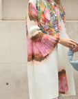Full Pleated Floral Print Shirt And Trousers In White