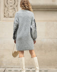 Leaves Pattern Sequin Jumper Dress In Grey