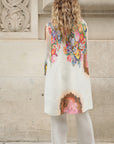 Full Pleated Floral Print Shirt And Trousers In White