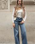 Faux Fur Jacket In Animal Print