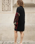 Leaves Pattern Sequin Jumper Dress In Black