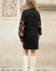 Floral Pattern Sequin Jumper Dress In Black