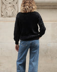Reindeer patch embroidered fluffy jumper (Black)