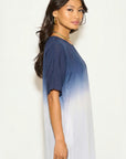 Tie dye Cotton Long Top (Blue)