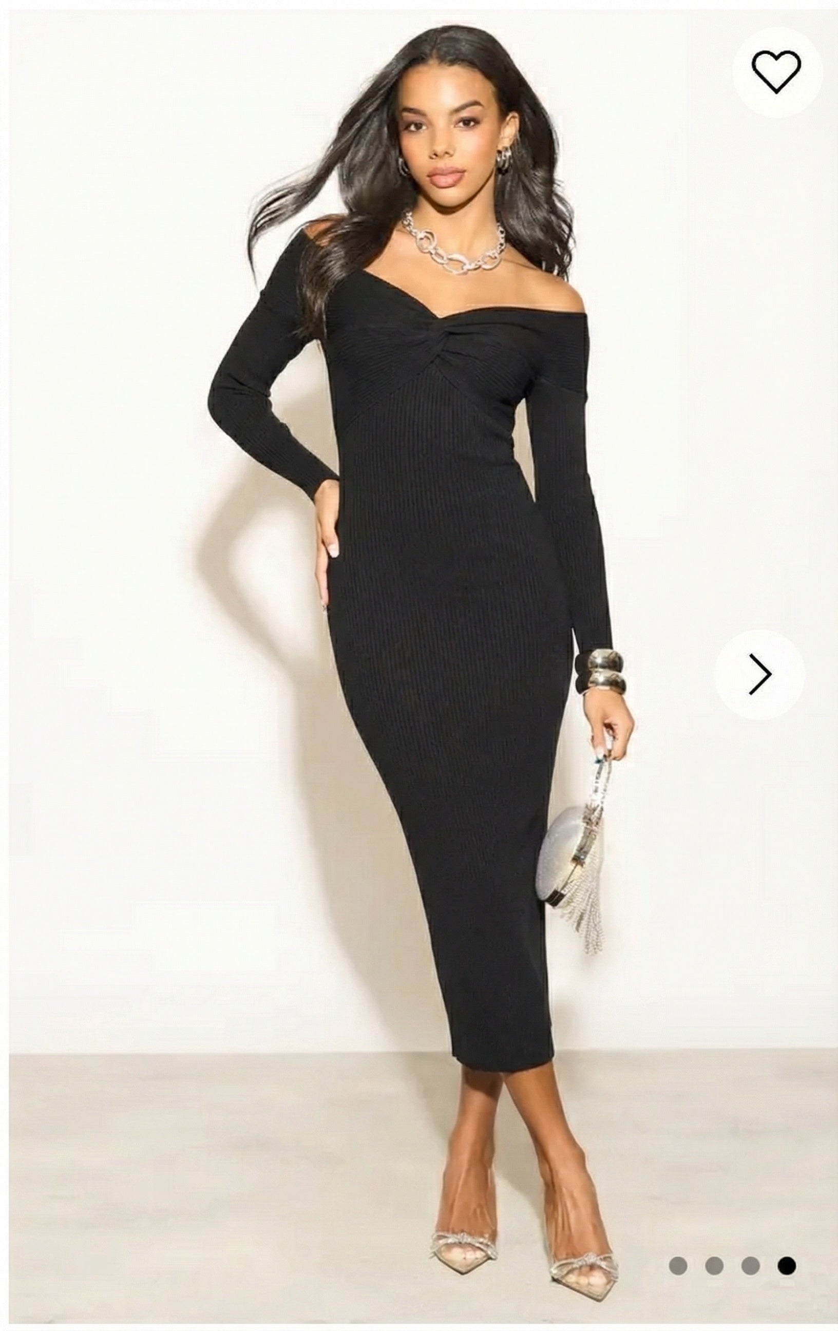 Soft Knit off the shoulder neckline long sleeves bodycon dress in blac – CYLONDON
