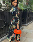 Floral print shirt dress