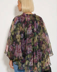 Statement Ruffle Design Organza Ruffle Blouse In Floral Print