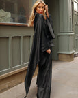 Cape-Sleeve Shirt & Wide-Leg Trouser Co-Ord In Black