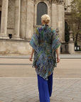 Pattern Print Pleated Blouse & Trousers Set