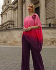Sunset Ombre Draped Top & Pleated Trouser Co-Ord