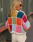 Artisan Hand Knit Patchwork Cardigan in Multi Colour
