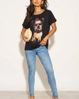 Cute dog and sun-glass print T-shirt