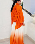 Full pleated Kimono sleeves cardigan top and tie dye print