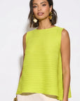 Yellow Pleated Sleeveless Swing Top