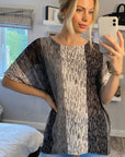 Stripe print mesh Top (Black)