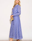 Embellished Button Front Maxi Shirt Dress with Tie Belt