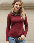 Faux Fur Collar Top (Wine)