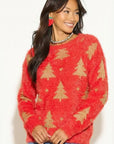 Christmas Tree Red / Cream Fluffy Jumper