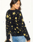 Star Print Neon ColourFluffy Jumper (Yellow)