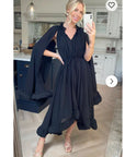 Ruffle Hem and Sleeves Oversized dress in Black