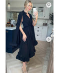 Ruffle Hem and Sleeves Oversized dress in Black