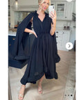 Ruffle Hem and Sleeves Oversized dress in Black