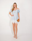 Floral Crochet Lace hem ccold shoulder dress