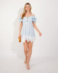 Floral Crochet Lace hem ccold shoulder dress