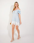 Floral Crochet Lace hem ccold shoulder dress