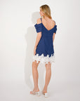 Floral Crochet Lace hem ccold shoulder dress