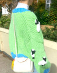 Shaun the Sheep pattern handknit cardigan