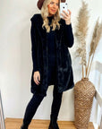 Plus Size Faux Fur Long Gilet with Hoodie
