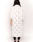 Feather look and star pattern shirt dress in White