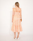Orange Stripe Print Comfort Cotton Blend Midi Dress