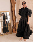Double Layered Ruffles statements sleeves shirt in Black