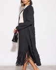 Statement Textured Floral Longline Cardigan in Black