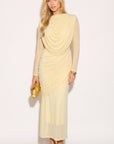 Statement Draped Mesh Layered Maxi Dress in Yellow