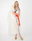 Full Pleated Printed Top And Midi Skirt In White