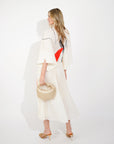 Full Pleated Printed Top And Midi Skirt In White