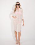 V pattern Lace kaftan dress in White Holiday wear collection