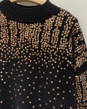 Gold sequin embellished front and sleeves design jumper dress in black