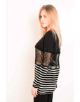 Stripe Print with Lace Jumper