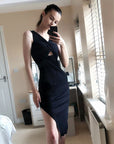 Ribbed Knit Bodycon Dress with Cut-out design